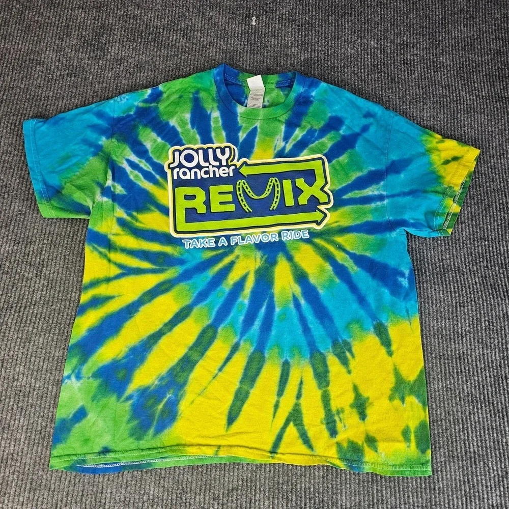 Jolly Rancher Remix Shirt Mens XL Multicolor Tie Dye Graphic Tee Candy Colortone